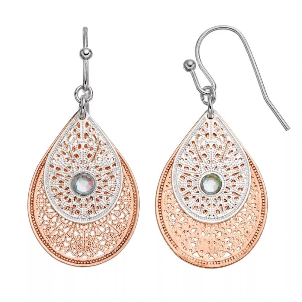 Lauren Conrad Necklace & Earrings Set – Silver Tone / Rose Gold Tone - Picture 4 of 7